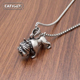 Punk Stainless Steel Love Pet Dog Shar Pei Pendant Necklace
