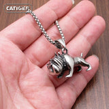 Punk Stainless Steel Love Pet Dog Shar Pei Pendant Necklace