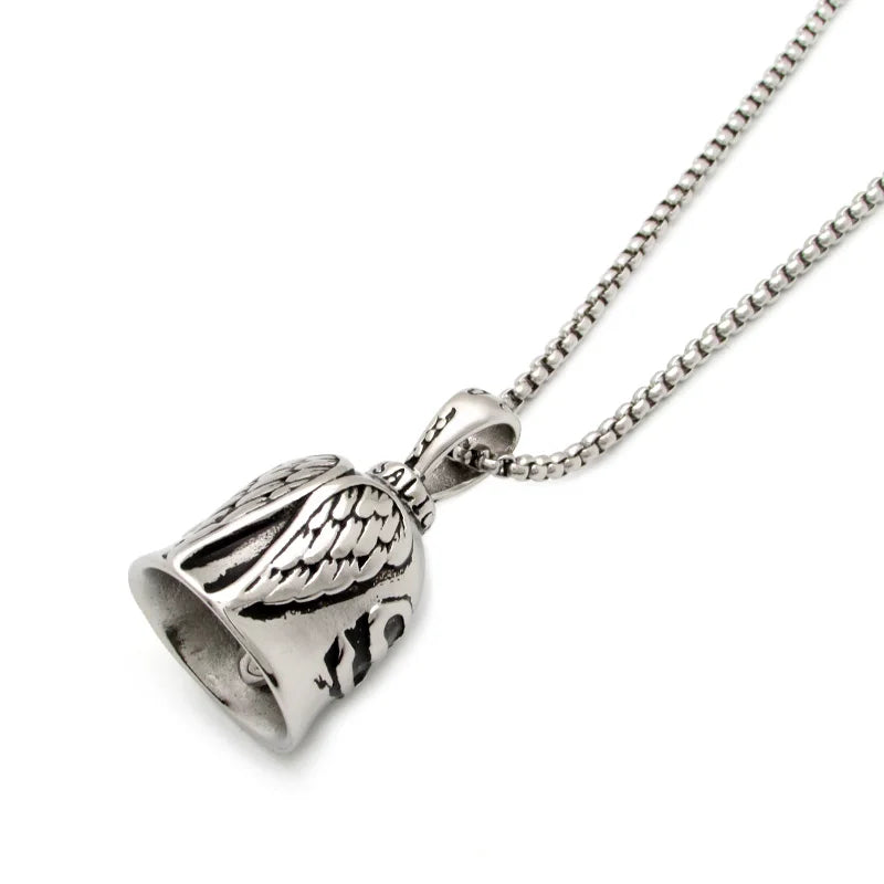 Punk Stainless Steel Angel Wing Bell Pendant