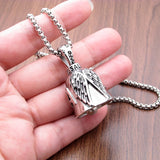 Punk Stainless Steel Angel Wing Bell Pendant