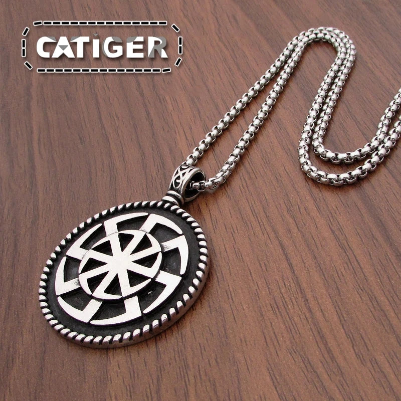 Punk 316L Stainless Steel Slavic Kolovrat Symbol Pendant