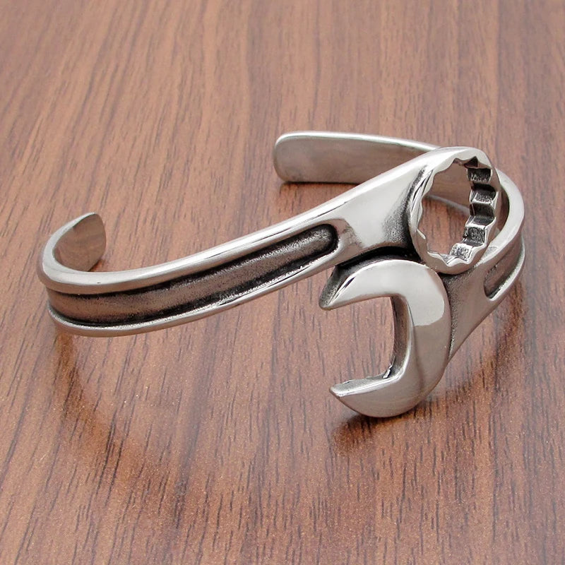 Punk Silver Stainless Steel Bangle Cuff Bracelet For Men's