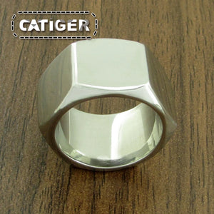 Punk Stainless Steel Biker Ring Silver High Polish Motor Hexagon Rings