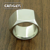 Punk Size 7~13# Screw Nut Biker Ring 316L Stainless Steel Jewelry Silver
