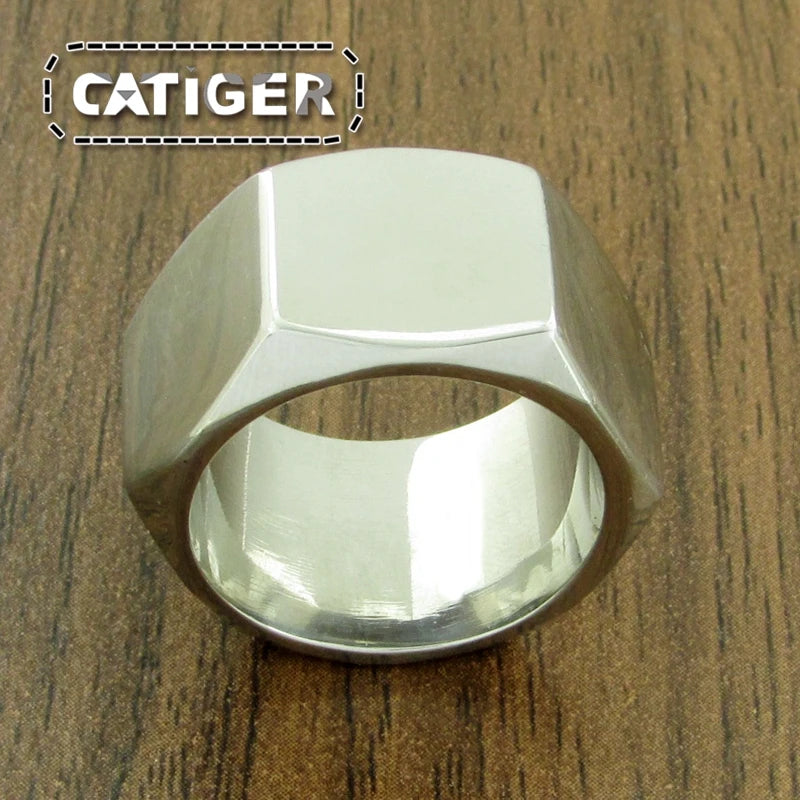 Punk Size 7~13# Screw Nut Biker Ring 316L Stainless Steel Jewelry Silver