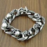Punk Stainless Steel Leaf Skull Head Bracelet