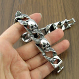 Punk Stainless Steel Leaf Skull Head Bracelet