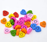 50pcs Mixed Smiling Heart Wood Beads 18x16mm