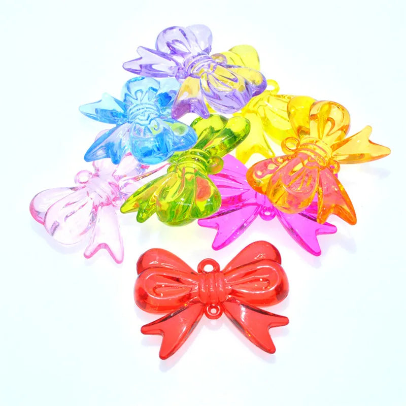 Acrylic Ribbon Tie Knot Bow Bubblegum Necklace Pendants 75pcs