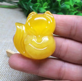 Honey Wax Fox Pendant Women's Amber Chicken Oil Sweater Chain