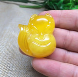 Honey Wax Fox Pendant Women's Amber Chicken Oil Sweater Chain