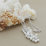 Silver 925 Frosted Beads Round Necklace Pendant for Women