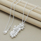 Silver 925 Frosted Beads Round Necklace Pendant for Women