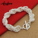 Silver 925 Link Chain Bracelets & Bangles For Women Y137