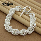 Silver 925 Link Chain Bracelets & Bangles For Women Y137