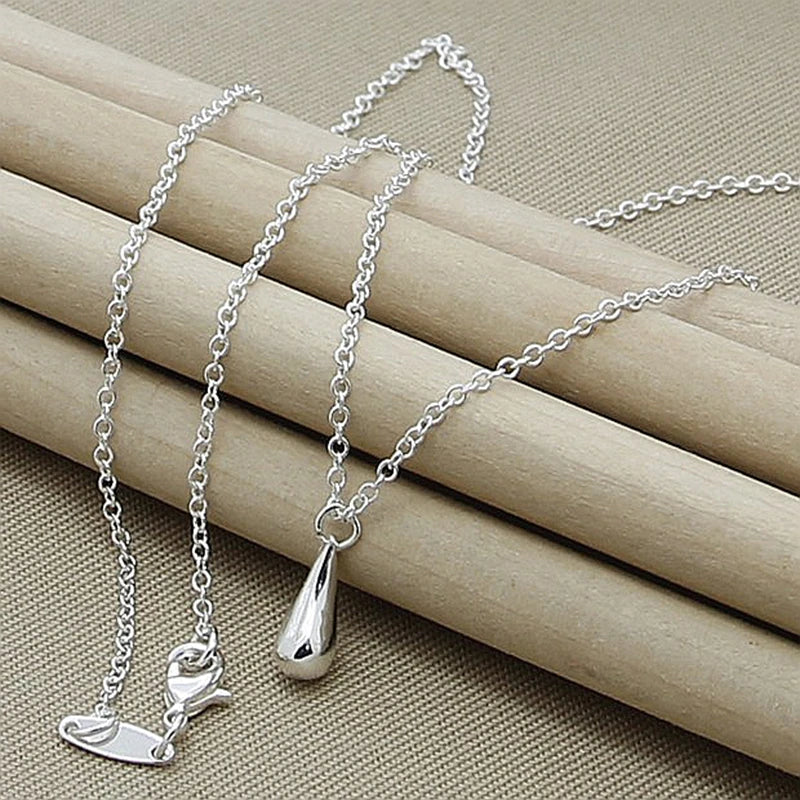 Silver 925 Water Droplets Pendant Necklace for Women