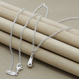 Silver 925 Water Droplets Pendant Necklace for Women