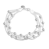 925 Silver Bracelets Beads Bracelet Silver Chain Jewelry Women Gift