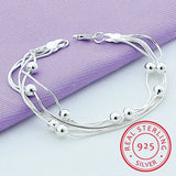925 Silver Bracelets Beads Bracelet Silver Chain Jewelry Women Gift