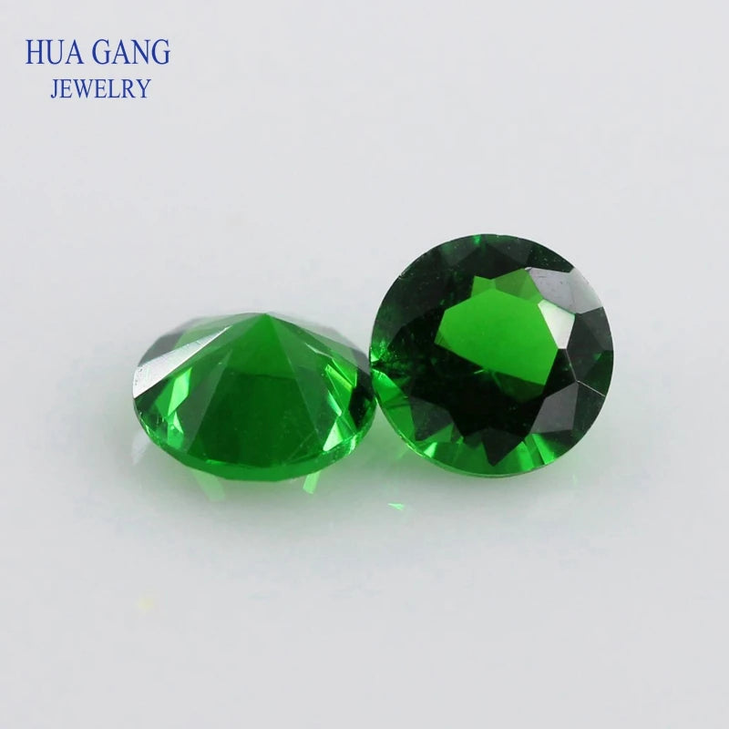 1.0-15mm Green Round Machine Cut Loose Glass Stone Synthetic Gems