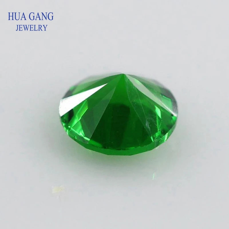 1.0-15mm Green Round Machine Cut Loose Glass Stone Synthetic Gems