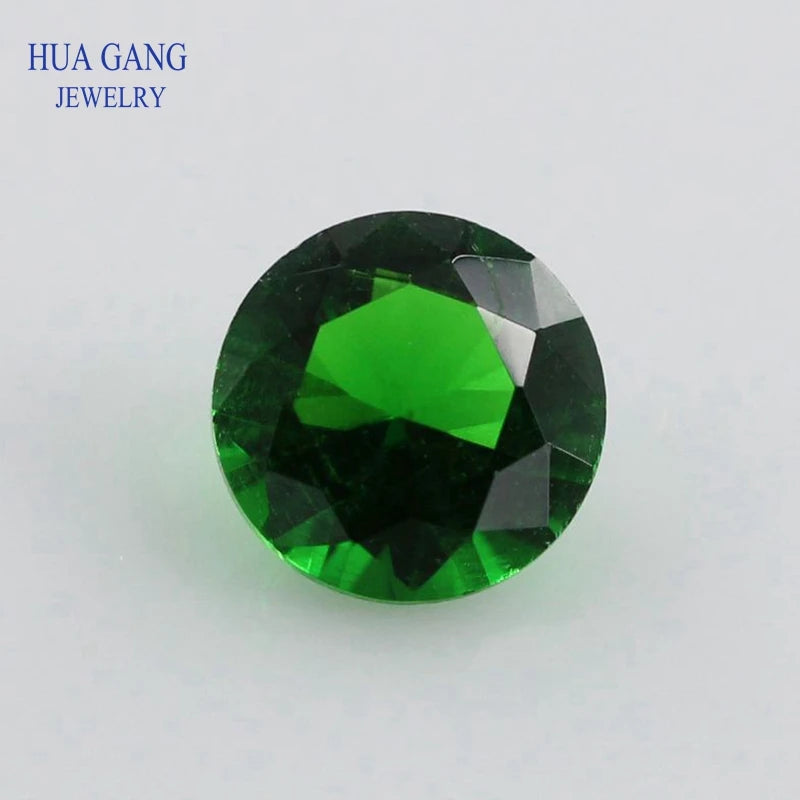 1.0-15mm Green Round Machine Cut Loose Glass Stone Synthetic Gems