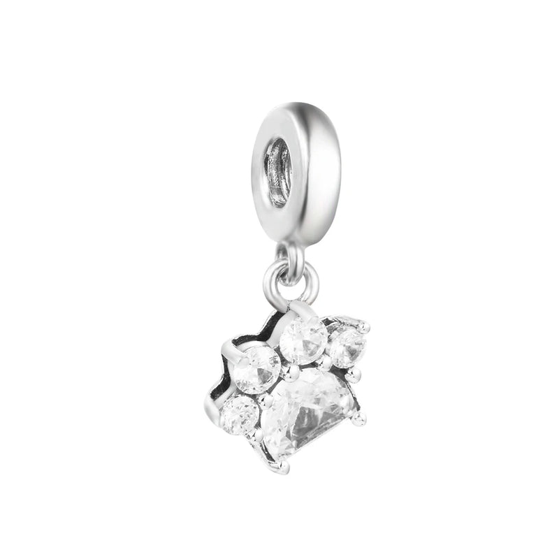 Pet Paw Print Charm 925 Silver DIY Beads