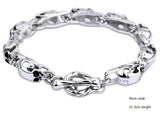 Stainless Steel Biker Skeleton Skull Bracelet Ghost Bangle Chain 8.5in