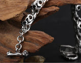 Stainless Steel Biker Skeleton Skull Bracelet Ghost Bangle Chain 8.5in