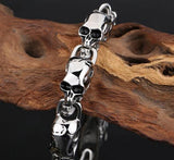Stainless Steel Biker Skeleton Skull Bracelet Ghost Bangle Chain 8.5in