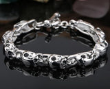 Stainless Steel Biker Skeleton Skull Bracelet Ghost Bangle Chain 8.5in