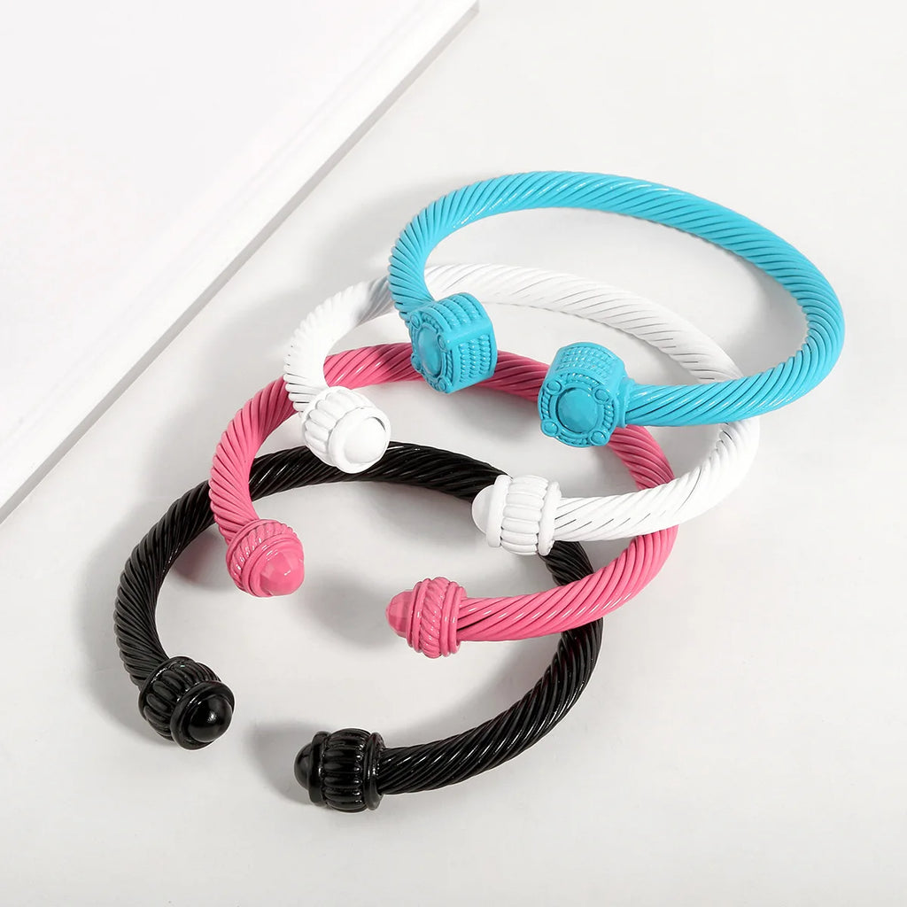 Colorful Enamel Bracelets Women Non Tarnish Adjustable Bangle