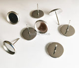 200pcs Stainless Steel Blank Post Earring Studs Flat Round Setting Tray Base