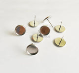 200pcs Stainless Steel Blank Post Earring Studs Flat Round Setting Tray Base