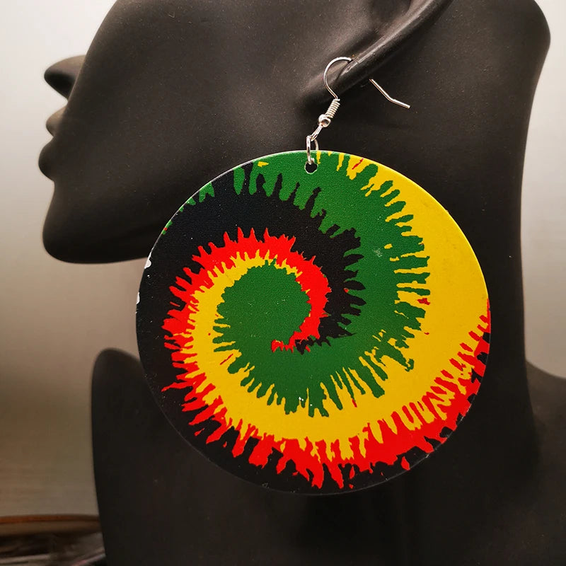 Swirl Wooden Earrings - Mixed Colors