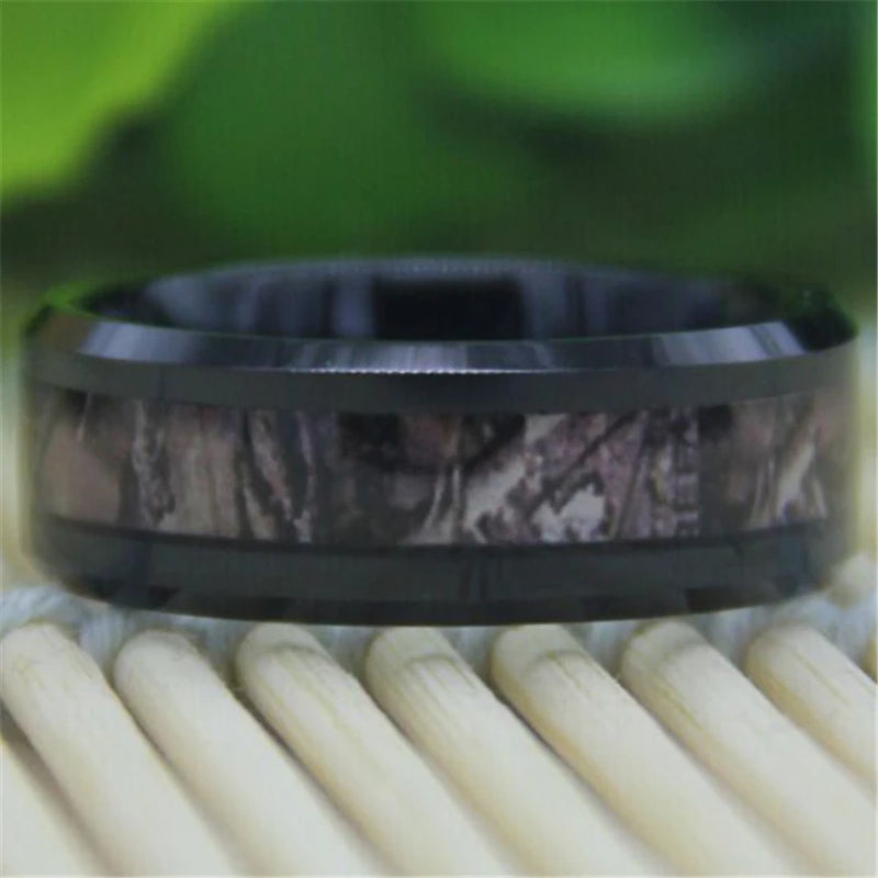 8MM Camo Camouflage Men's Tungsten Wedding Ring
