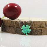 Lucky Four Leaf Clover Opal Necklace Green Fire Synthetic Opal Pendant