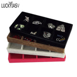 Velvet Jewelry Display Tray 8 Grids Ring Earrings Holder Container
