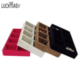 Velvet Jewelry Display Tray 8 Grids Ring Earrings Holder Container