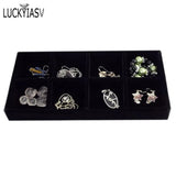 Velvet Jewelry Display Tray 8 Grids Ring Earrings Holder Container