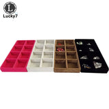 Velvet Jewelry Display Tray 8 Grids Organizer Box