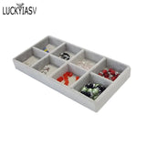 Velvet Jewelry Display Tray 8 Grids Ring Earrings Holder Container