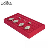 Velvet Ring Insert Jewelry Display Tray Holder Stand Cufflinks Case