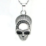 Vintage Stainless Steel Skull Pendant Necklace Silver Biker