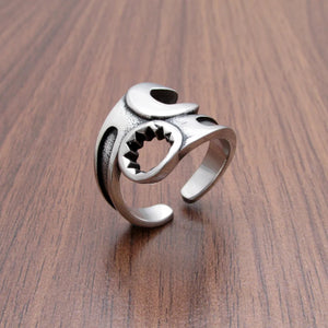 Vintage Stainless Steel Biker Mechanic Wrench Ring Jewelry