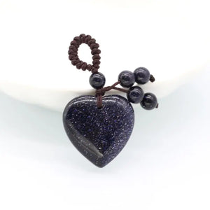 Sand Stone Love Heart Pendant for Necklace Keychain Making