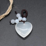 Sand Stone Love Heart Pendant for Necklace Keychain Making