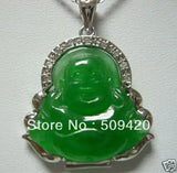 Green Stone Buddha Pendant Necklace