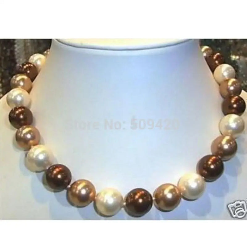 12 MM SEA SHELL PEARL BEADS NECKLACE 18''