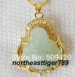 Natural Light Green Stone Buddha Yellow Pendant Necklace